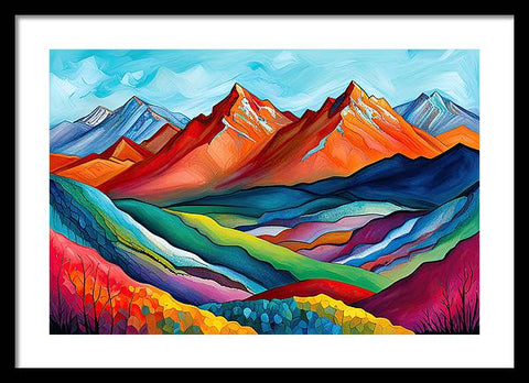 Vibrant Mountain Lightscape - Framed Print