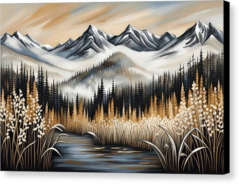 Riverside Mountain Oasis - Canvas Print
