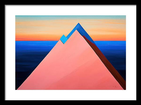 A Contrast of Colors: Pink Triangle and Blue Arrow - Framed Print