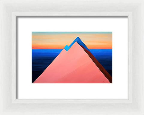 A Contrast of Colors: Pink Triangle and Blue Arrow - Framed Print