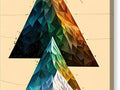 a painting of three triangles with a mountain in the background