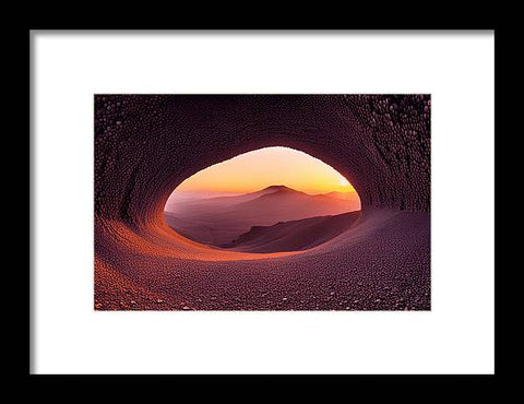 a view of a mountain through a hole in the desert