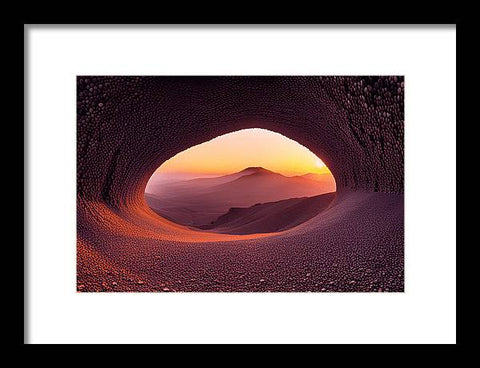 Desert Sunset: A Cave Window to the Sky - Framed Print