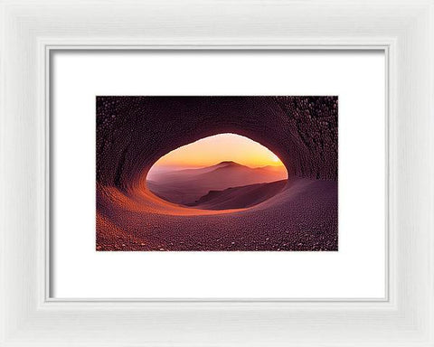 Desert Sunset: A Cave Window to the Sky - Framed Print