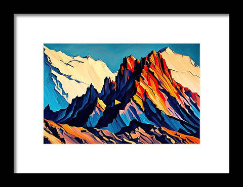 a painting of mountains with colorful colors and clouds