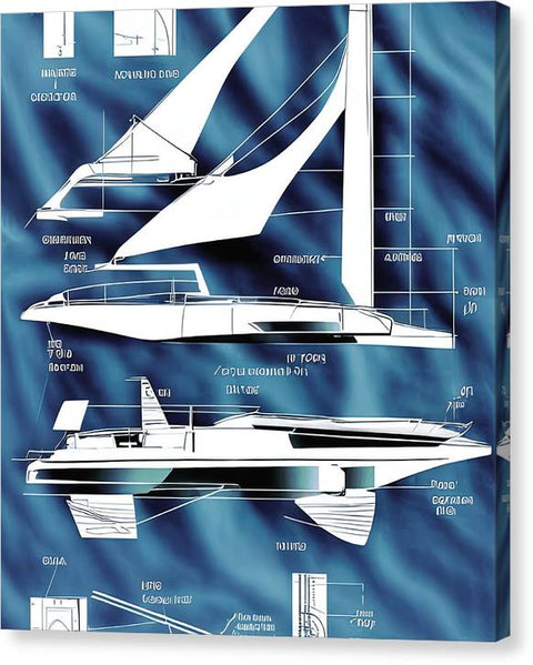 The roof of a two passenger catamaran is decorated with a sailboard that is