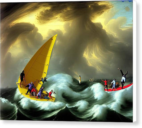 Sailing Through Stormy Seas - Canvas Print