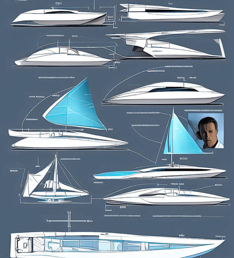 A large catamaran boat sailboats with a wind turbine on its hull, are