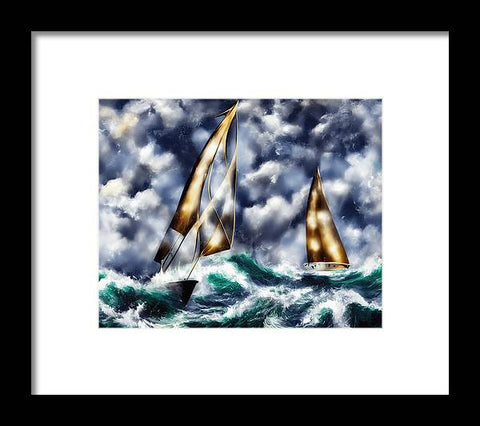 Two sailboats flying over the ocean in the wind near water.