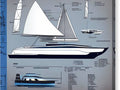 Sailboard with a boat seat on top of a water blue yachts m