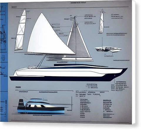 Sailboard Sailing the Yacht Blue - Canvas Print