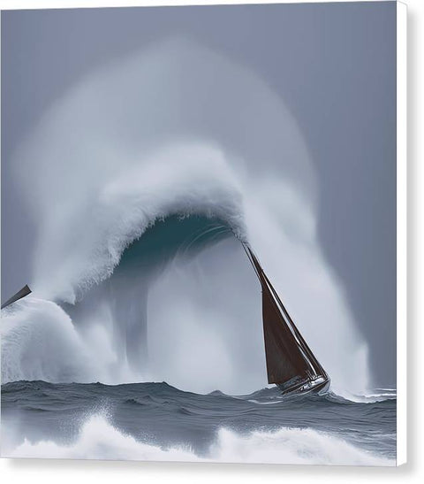 Sailboat Surfing the Wave - Canvas Print