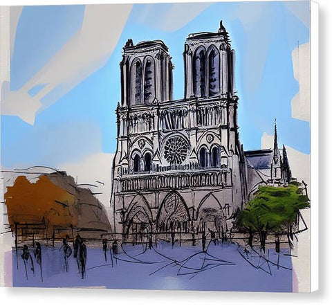 The Virgin of Notre Dame's Vibrant Spray-Painted Splendor - Canvas Print
