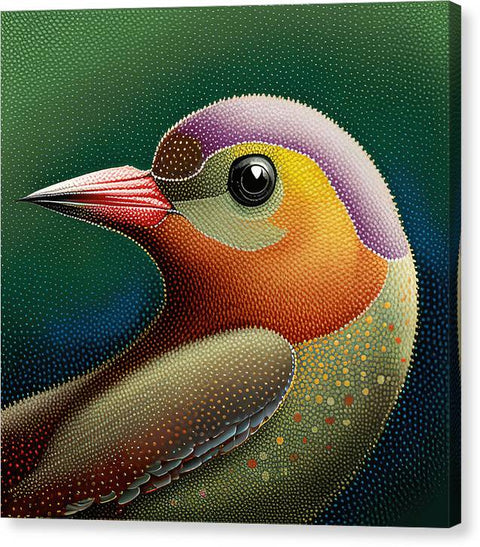 Pointillism Bird Portrait - Canvas Print