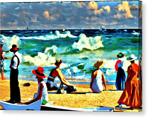 Realist Retro Beach Painting - Canvas Print