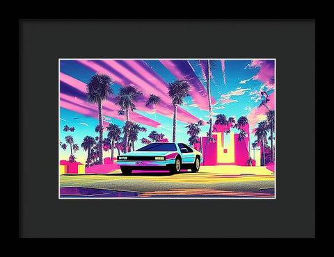 City Skyline and Palm Trees - Framed Print