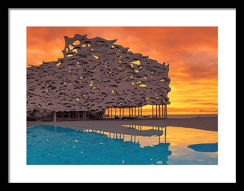 Architectural Art in A Serene Beach Paradise - Framed Print