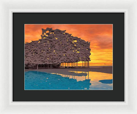 Architectural Art in A Serene Beach Paradise - Framed Print