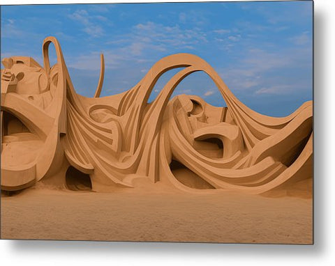 a large wooden dune sand dune sculpture that is carved in the sand