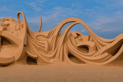An image of a sculpture of three sand dunes