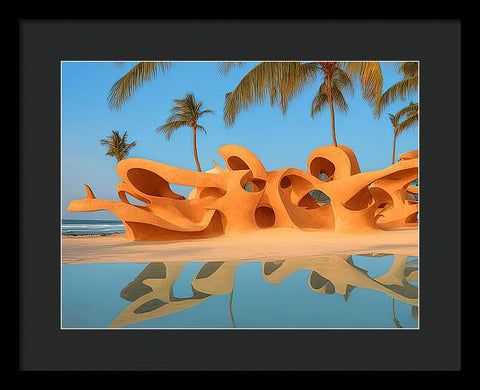 Sunlit Beach Sculpture - Framed Print