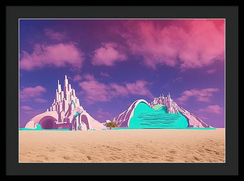 Vibrant Sandcastle Vista - Framed Print
