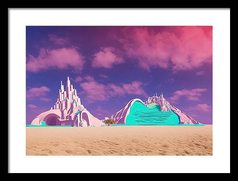 Vibrant Sandcastle Vista - Framed Print