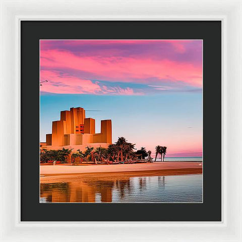 A Sunset Lake Oasis - Framed Print