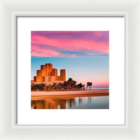 A Sunset Lake Oasis - Framed Print