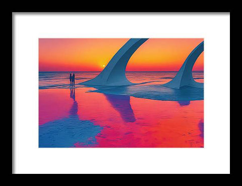 Glowing Ocean Stroll - Framed Print