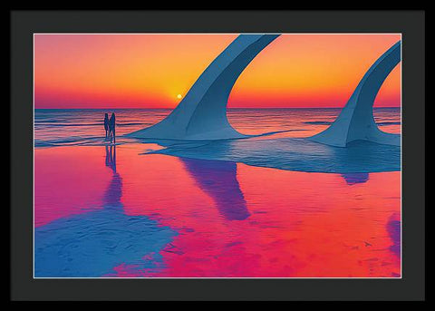 Glowing Ocean Stroll - Framed Print