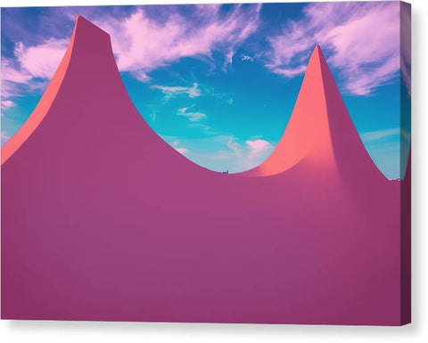 a purple tent standing next to a mountain range
