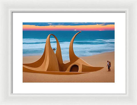 Beach Wave-Building - Framed Print