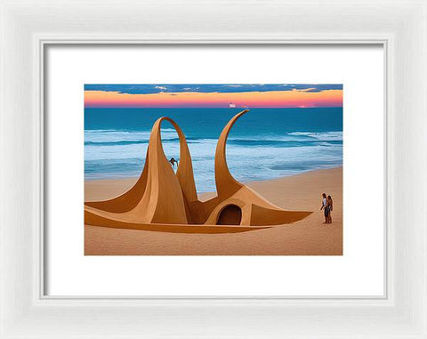 Beach Wave-Building - Framed Print