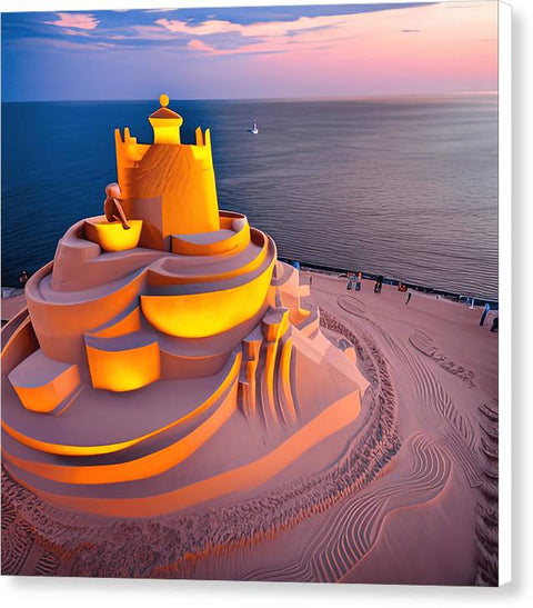 Illuminated Sand Castle - Canvas Print