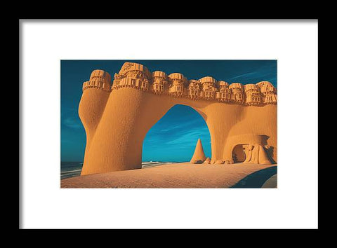 Art prints of an archway in sand surrounded by some trees