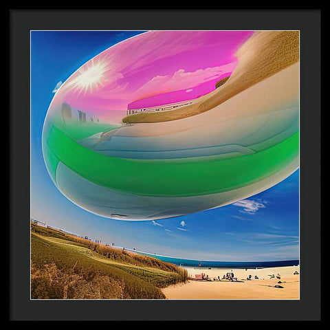 A Beachside Dream in Pink and Green - Framed Print