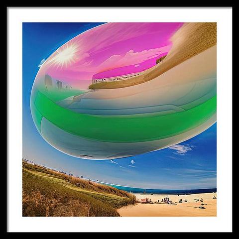A Beachside Dream in Pink and Green - Framed Print
