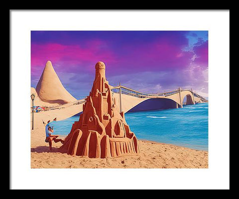 Sun-Soaked Sand Castle Dream - Framed Print