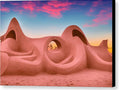 This is an African desert scene with sand on top of a hill