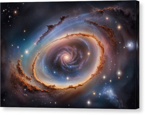 a spiral galaxy with stars and a spiral galaxy in the background