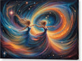 two women dancing in the stars and swirls of space