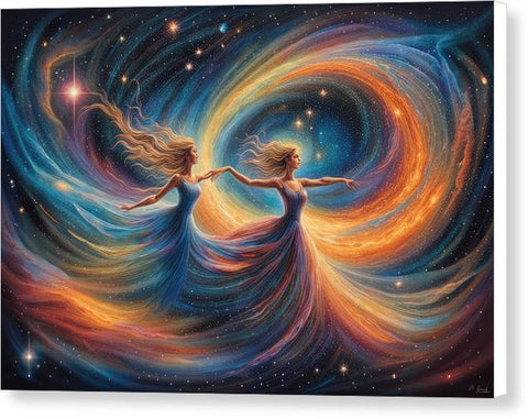 Starlight Swirl: Celestial Dancers - Canvas Print