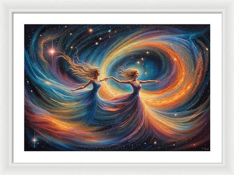 Starlight Swirl: Celestial Dancers - Framed Print