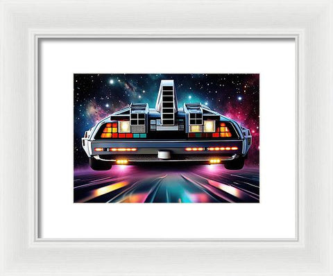 A Delorean's Odyssey Through Time and Space - Framed Print