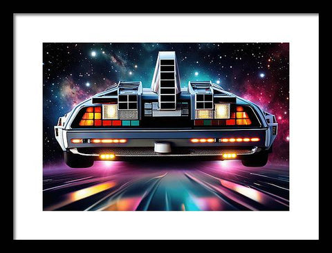 A Delorean's Odyssey Through Time and Space - Framed Print