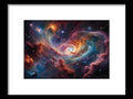 a painting of a galaxy with a spiral galaxy in the background