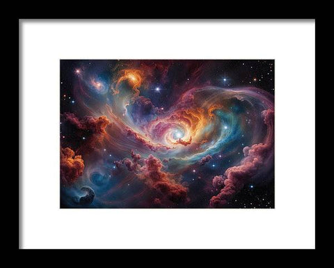 a painting of a galaxy with a spiral galaxy in the background