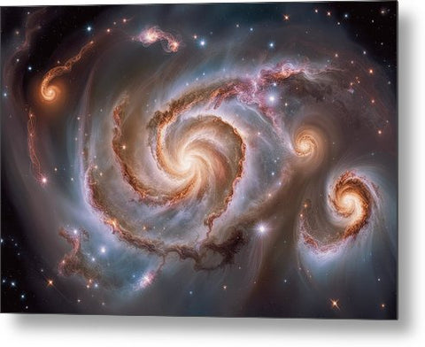 two spiral galaxy metal print