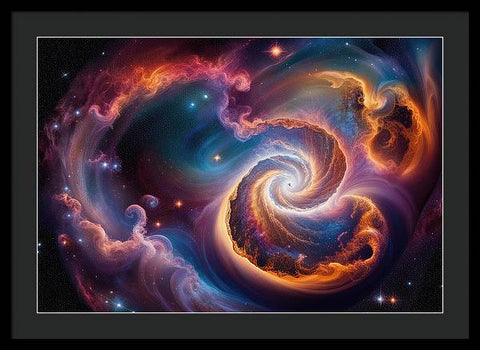 a painting of a spiral galaxy with stars and nebulas